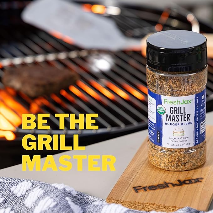 FreshJax Organic Burger Seasoning (5.5 oz) ??All-Purpose Hamburger Spice Rub for Grilling, BBQ, Steak, Smash Burgers & Beef