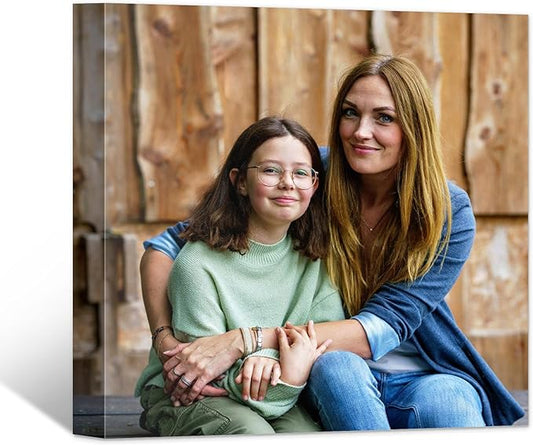 Custom Canvas Prints with Your Photos- Personalized Print Canvas Pictures, Custom Wall Art Gift for Living Room, Bedroom, Wedding Family Baby Pets Framed 12 x 12 inche