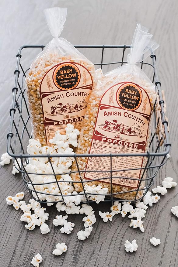 Amish Country Popcorn | 2-2 lb Bags | Baby Yellow Popcorn Kernels | Old Fashioned, Non-GMO and Gluten Free (2-2 lb Bags)