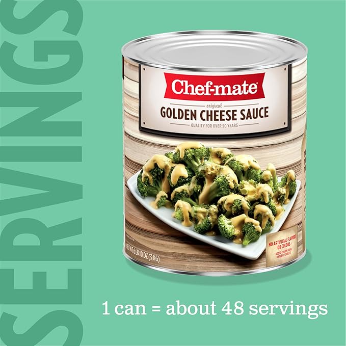 Chef-mate Golden Cheddar Cheese Sauce, Canned Food for Mac and Cheese, 6 lb 10 oz (#10 Can Bulk)