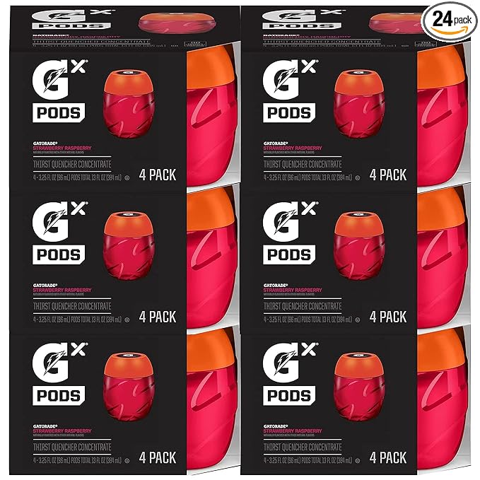 Gatorade unisex adult Gatorade GX Pods, Strawberry Raspberry 4 Count (Pack of 6)