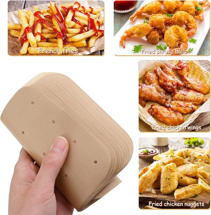 WMKGG Rectangular Air Fryer Parchment Paper, 100 PCS Disposable Perforated Air Fryer Liners with 2 Grilling Mat for Ninja DZ201 Foodi 6-in-1 8-qt. 2-Basket
