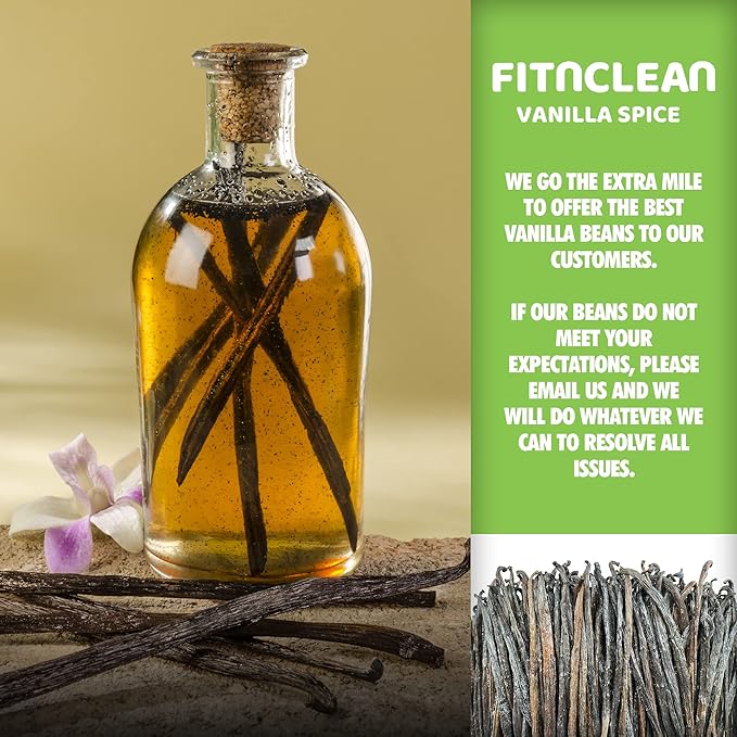 10 Organic Madagascar Vanilla Beans Grade B. Certified USDA Organic 5.5"-7" for Extract and Cooking by FITNCLEAN VANILLA| Whole NON-GMO Bourbon Pods