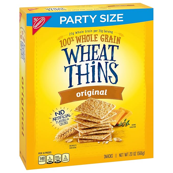 Wheat Thins Original Whole Grain Wheat Crackers, Party Size, 6 - 20 oz Boxes