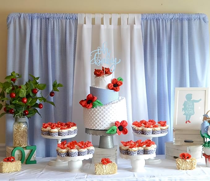 Oh Baby Cake Topper - Light Blue Glitter Baby Shower Cake Decorating Supplies for Boys or Girls, Baby Shower Cake Topper for Gender Reveal Baby Birthday Party Photo Booth Props