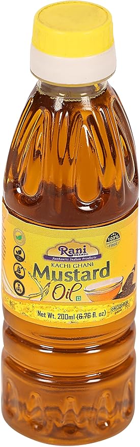 Rani Mustard Oil (Kachi Ghani) 6.76 Ounce (200ml) NON-GMO | Gluten Free | Vegan | 100% Natural | Kosher