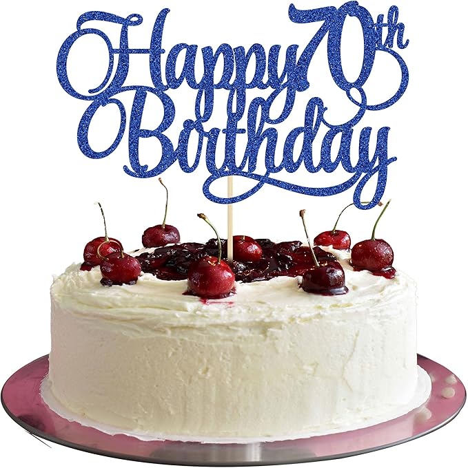 1 Pack Happy 70th Birthday Cake Topper Blue Glitter Number 70 Seventy Years Old Birthday Cake Pick Decoration For 70th Birthday Celebrating Anniversary Party Supplies