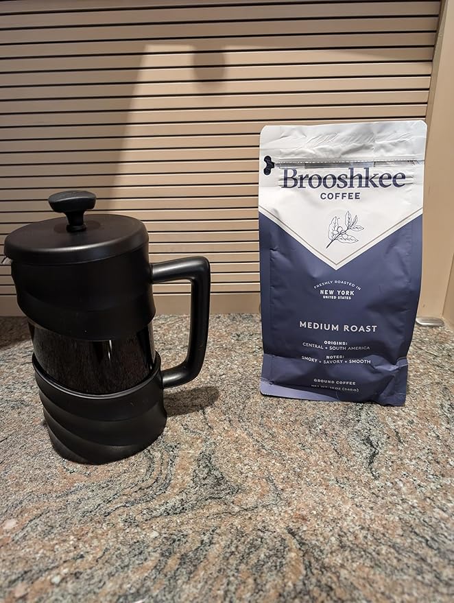 Brooshkee Specialty Coffee - Medium Roast Ground Coffee, Central & South American Blend, Smoky & Savory, 12 oz. Upscale quality without the upscale price