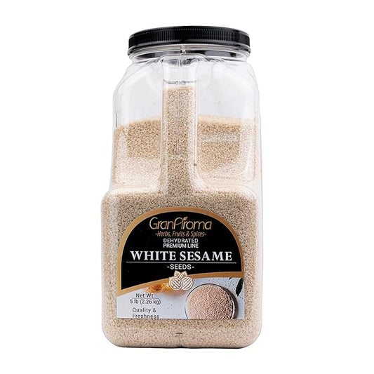 GranAroma White Sesame Seeds, Garnish & Seasoning, Versatile Seeds, Nutty Flavor (5 Pound)