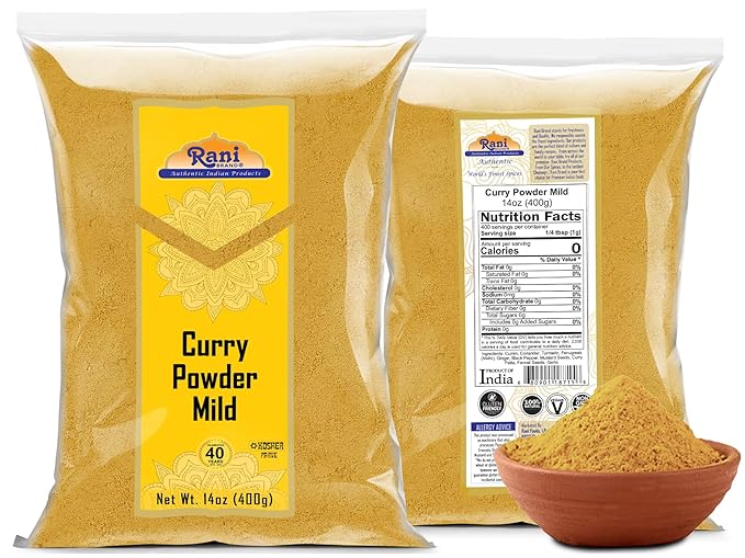 Rani Curry Powder Mild (10-Spice Authentic Indian Blend) 14oz (400g) ~ All Natural | Salt-Free | NO Chili or Peppers | Vegan | No Colors | Gluten Friendly | NON-GMO | Indian Origin