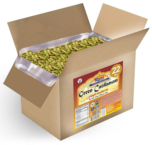 Rani Green Cardamom Pods Spice (Hari Elachi) 352oz (22lbs) 10kg Bulk Box ~ All Natural | Vegan | Gluten Friendly | NON-GMO | Product of India