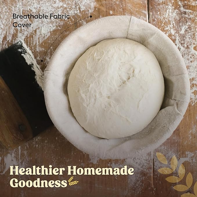 Sourdough Bread Proofing Basket Set ??9 inch Round Oval Banneton Baskets with Bread Lame, Dough Whisk, Scraper & Liners ??Bread Making Kit & Sourdough Starter Supplies