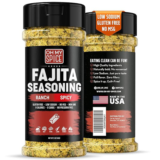 Fajita Seasoning Mix Spicy Ranch Seasoning Powder - Gluten Free & Low Sodium Mexican Seasonings Blend for Meat, Vegetables, Steak & Chicken Fajita. Hot Ranch Fajitas Seasonings Spices. Taco Mix. 5oz