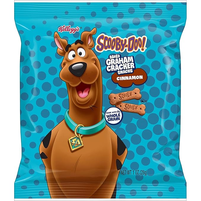 Kellogg's Scooby-Doo! Graham Cracker Snacks, Cinnamon, Made with Whole Grain, (1 Oz Bag), 40 Bags