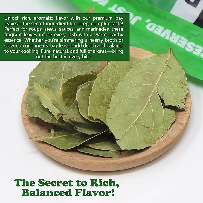 NPG Whole Bay Leaves 2 Oz, Dried Laurel Leaf, Aromatic Spice Herbs for Cooking Stew, Soup, Sauces, Seafood, Meat, and Vegetable Dishes