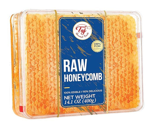 Great Bazaar All natural Raw Honeycomb 100% Honey Pure Turkish Raw Honey Comb - Honey Combs Raw Edible - Honey With Honeycomb 400g (14.10oz)