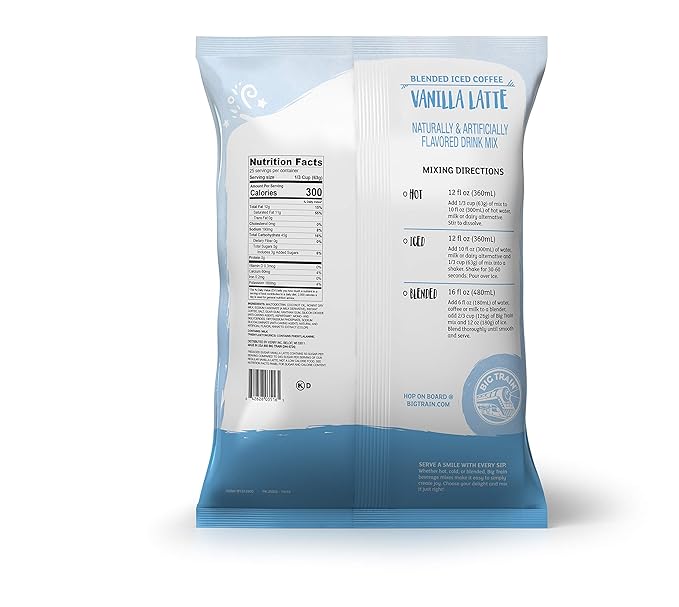 Big Train Reduced Sugar Vanilla Latte Blended Ice Coffee Beverage Mix, 3.5 Pound (Pack of 1)