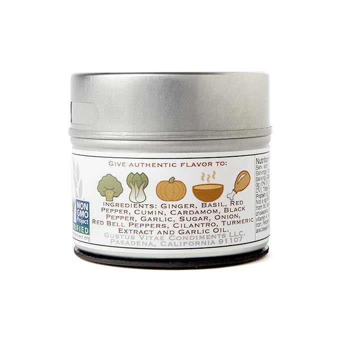 Taste of Thailand Seasoning | Non GMO Verified | Magnetic Tin | Spice Blend | 1.4oz | Crafted in Small Batches by Gustus Vitae | #28