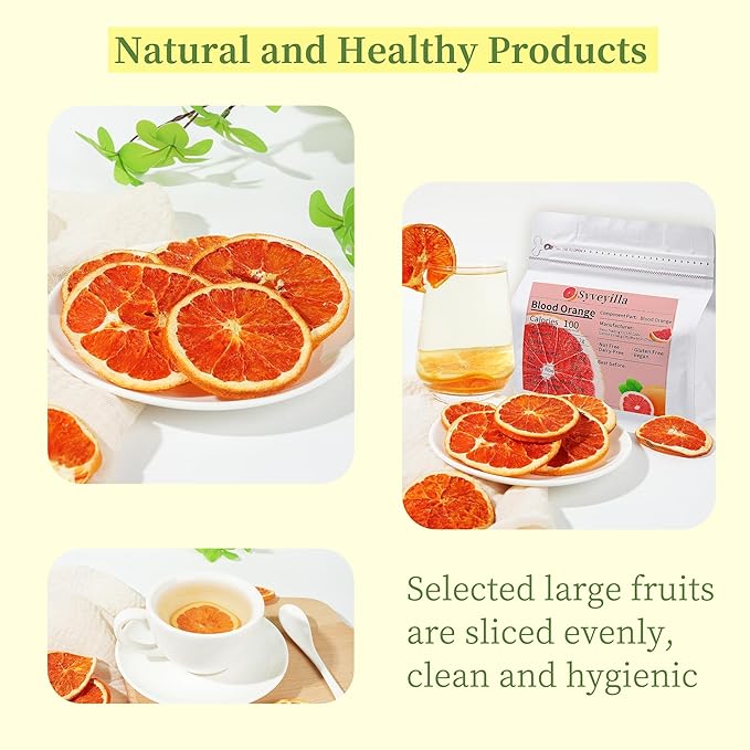 Dried Blood Orange Slices,Dehydrated Blood Orange Slices 8.82oz/250g Perfect for Cocktails,Fruit Tea, Garland, Crafts and Baking Sweet Wheels for Garnish, 100% Natural No Additives No Added