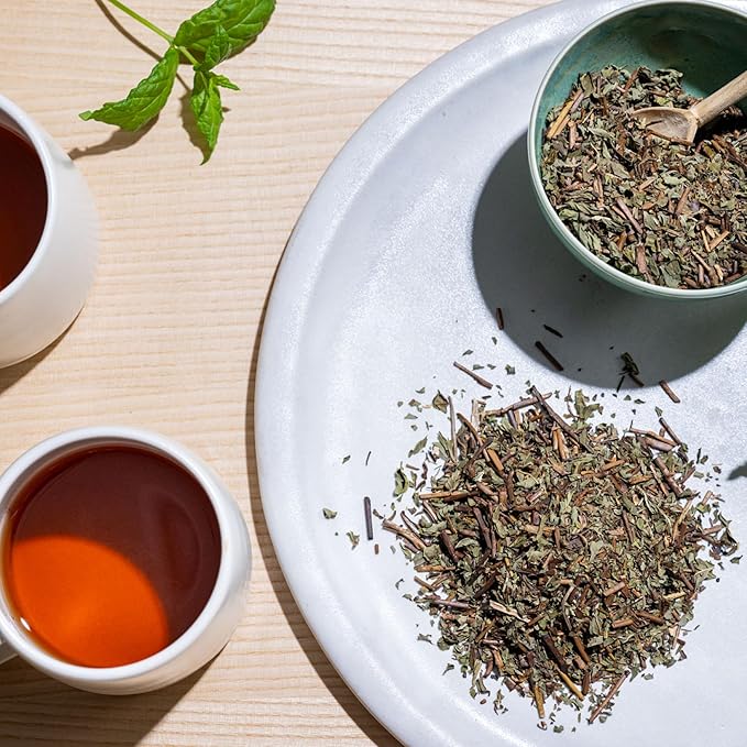 Rishi Tea Green Tea Mint - Organic, Low Caffeine Loose Leaf Tea with Houjicha Roasted Japanese Green Tea & Peppermint Tea - 16 Ounces, 90+ Servings