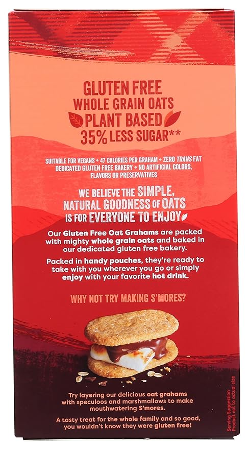 Nairn's Gluten-Free Original Oat Grahams - Healthy, Tasty and Safe for Celiacs. Perfect On-the Go Snack. High Fiber, No Artificial Colors, Flavors, or Preservatives, 5.64oz