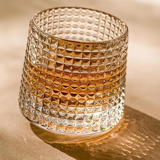 Crystal Whiskey Glasses 5 OZ Set of 3, Rotatable Old Fashioned Glasses, Tumbler Rocks Bar Glass for Drinking Bourbon, Scotch, Cocktails, Cognac竊뉽arger Sizeç«?,<div>
