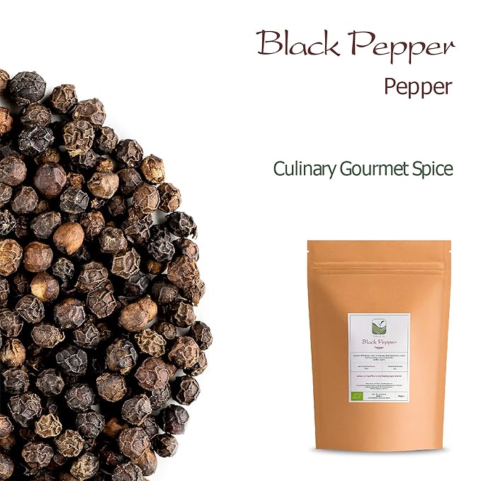 Black Pepper Whole Corns Organic - Gourmet Black Peppercorn - Black Peppercorns For Grinder Refill - Grinder Peppers Peppercorns Whole Pepper Corns Pepper Corn For Grinding Pepper Whole Pepercorn