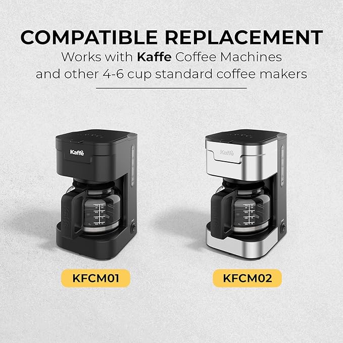 Kaffe Universal Replacement Coffee Carafe - 5 Cup Glass Pot for Drip Coffee Makers - Glass, Easy-Grip Handle, Sneak-A-Cup Compatible - Capacity Markings, Dishwasher Safe