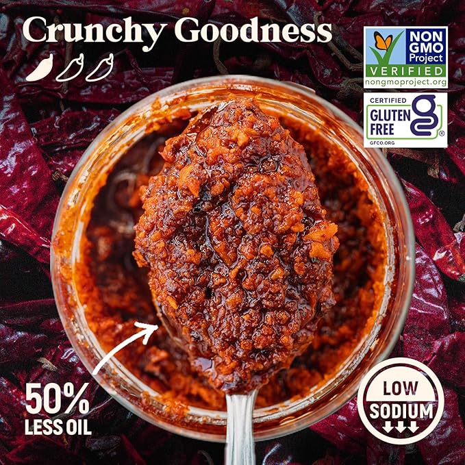 Homiah Sambal Chili Crunch, Shrimp, 6oz - Less Oil Low Sodium Gluten Free Non-GMO, Sambal Oelek Chili Paste, Shrimp Paste, Crispy Chili Crunch Topping ??Mild