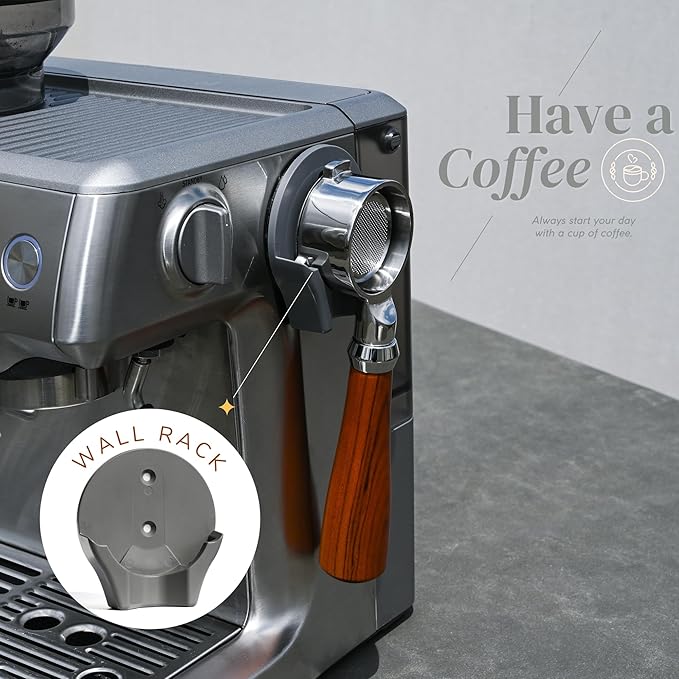 54mm Bottomless Portafilter - Fits Breville Espresso Coffee Machine Barista Express, Pro, Touch, Bambino (Plus), BES870XL/870BSXL/878BSS/880BSS/840XL +Filter Basket +Wall Holder (1)