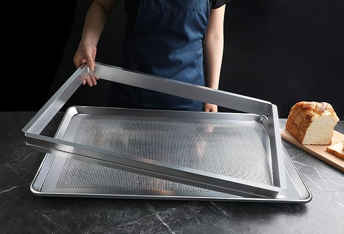 New Star Foodservice Commercial-Grade 18-Gauge Aluminum Sheet Pan/Bun Pan (18 L x26 W x1 H inch (Full Size) Pack of 12)