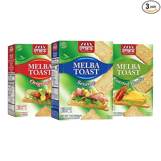 Only Kosher Candy Melba Toast Snack Crackers, Variety Combo (Pack of 3)