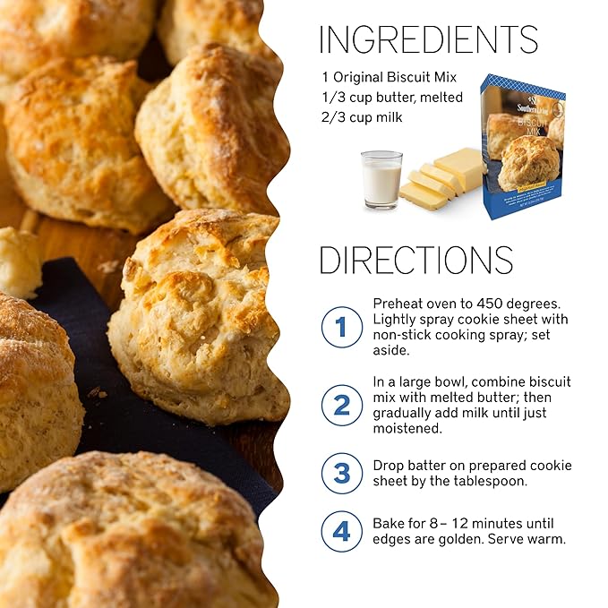 Southern Living Gourmet Original Biscuit Mix, Easy-to-Bake Delight, Dinner Biscuits, Breakfast Biscuits, Baking Mix, Pantry Staple, Makes 10 Biscuits