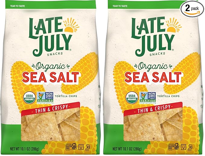 Late July Sea Salt Organic Tortilla Chips, 10.1 Oz Bag (Pack of 2)