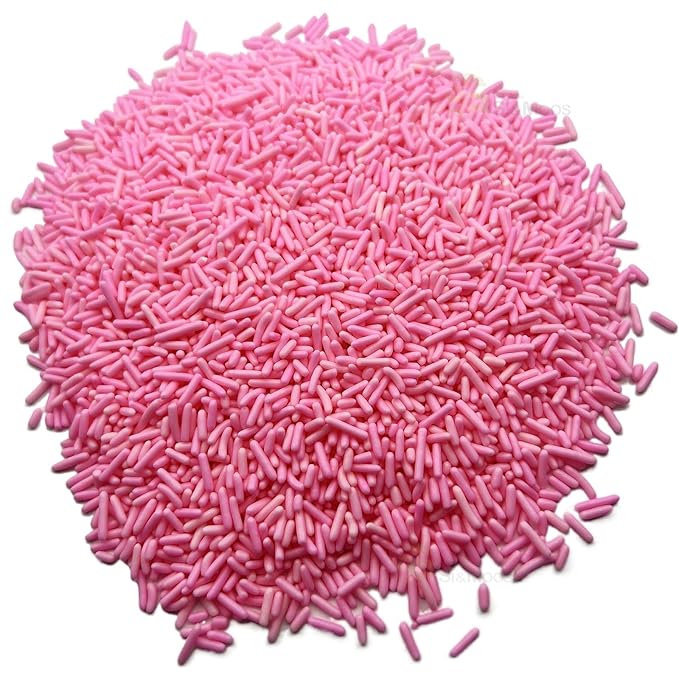 SE Si&Moos Pink Sprinkles Edible Pink Jimmies Soft Jimmy Sprinkles Halloween Cake Decorations Christmas Cookie Decorations for Topping Ice Cream, Cookies, Cakes, Cupcakes, Dessert Decorating 2.75 OZ