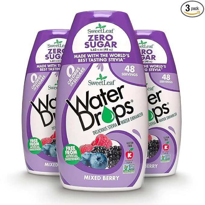 SweetLeaf Water Drops, Mixed Berry ??Sugar-Free Water Enhancer Drops, Stevia & Monk Fruit Sweetener Water Flavoring, 1.62 Oz (Pack of 3)
