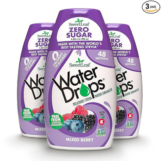 SweetLeaf Water Drops, Mixed Berry ??Sugar-Free Water Enhancer Drops, Stevia & Monk Fruit Sweetener Water Flavoring, 1.62 Oz (Pack of 3)