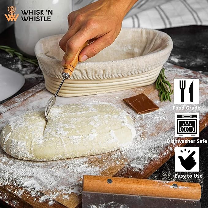 Trailblaze Banneton Bread Proofing Basket Set ??Complete Sourdough Bread Baking Supplies ??Sourdough Starter Kit ??Sourdough Proofing Basket Gift for Bakers - Bread Baskets (9" Round & 10" Oval)