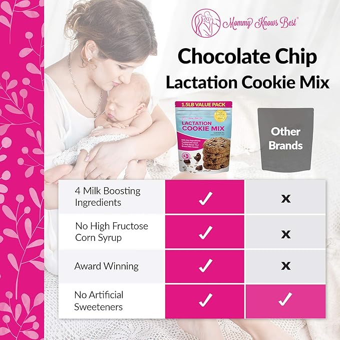 Lactation Cookies Mix - Oatmeal Breastfeeding Cookie Supplement Support for Breast Milk Supply Increase (Chocolate Chip, 1.5 Pound (Pack of 1))