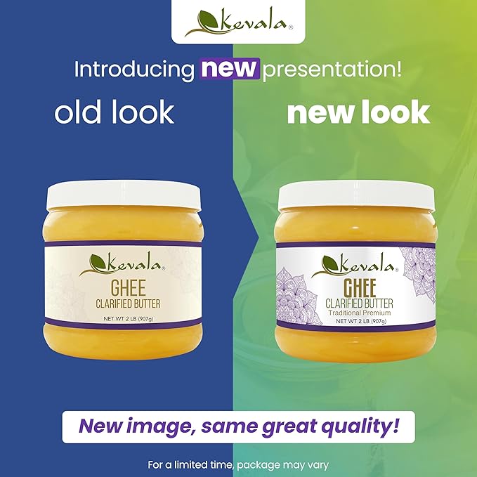 Kevala Ghee ??Ghee Butter ??Grass Fed ??Spreadable Butter ??Ghee Clarified Butter ??Butter Spread ??Lactose Free ??Gluten Free ??Casein Free ??2 lb ??907 gr