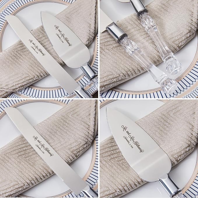 AW BRIDAL Personalized Wedding Cake Serving Set - Cake Knife 13.2 in, Cake Server 10.8 inch - Gift for Wedding, Anniversary, Engagement//DK001CPP42//