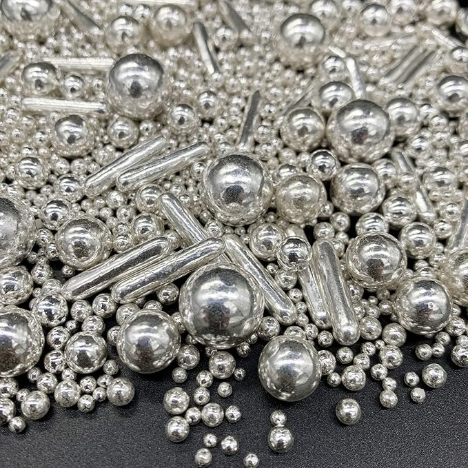 Sprinkles Silver Pearl Sugar Candy Mix Size Baking Cake Decorations Cupcake Toppers Cookie Decorating Ice Cream Celebrations Shaker Jar Wedding Shower Party (120g/4.2oz竊?"<div>