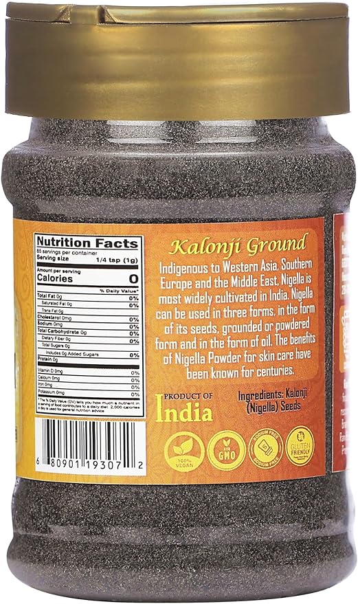 Rani Kalonji (Black Seed, Nigella Sativa, Black Cumin) Ground, Powder 3oz (85g) PET Jar ~ All Natural | Gluten Friendly | NON-GMO | Kosher | Vegan | Indian Origin