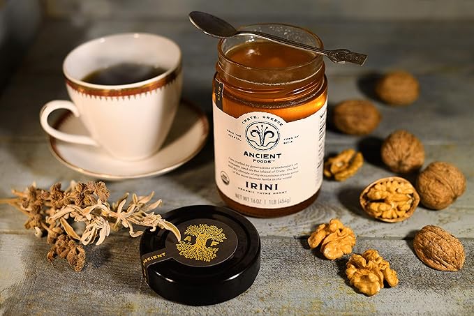 Thyme Honey by Ancient Foods - Organic Honey Raw Unfiltered Authentic Greek Honey from Greece | Organic Thyme Honey | Real Honey from Crete, Greece | 454g (Irini)