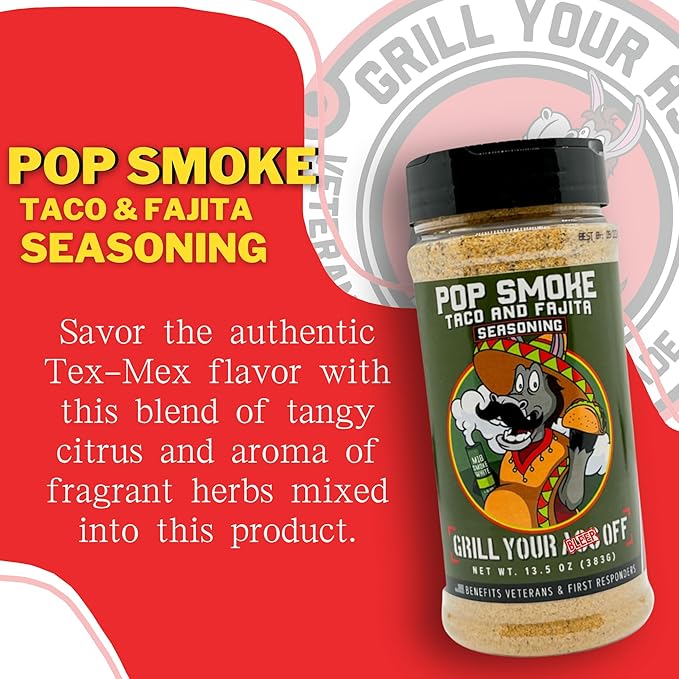 GYAO Pop Smoke Taco Seasoning – 13.5oz All-Purpose Tex-Mex Seasoning for Beef, Chicken, Tacos & More – MSG & Gluten Free – USA Made & Veteran Owned