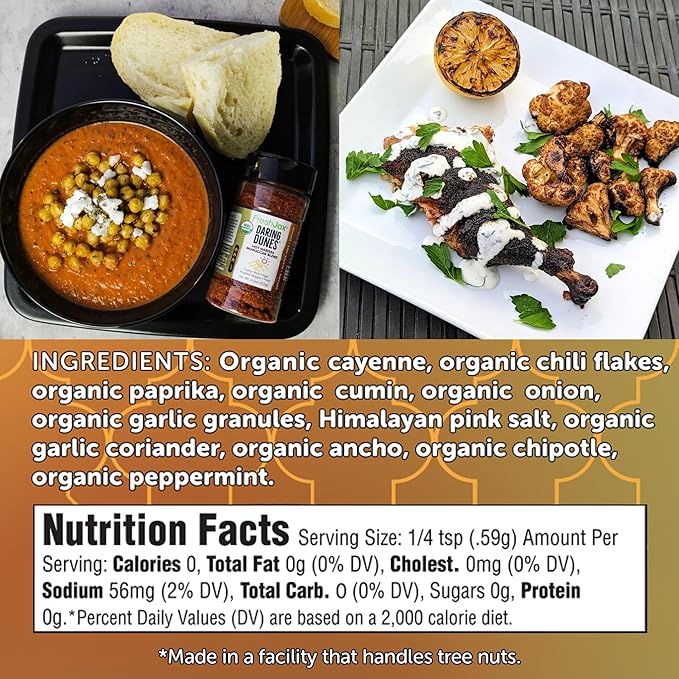 FreshJax Daring Dunes Hot Moroccan Harissa Spice Blend | 4 oz Organic Gourmet Seasoning | Non-GMO, Gluten-Free, Vegan, Keto, Paleo | Smoky, Spicy Heat for Meat, Veggies, Rice, Stews & Marinades