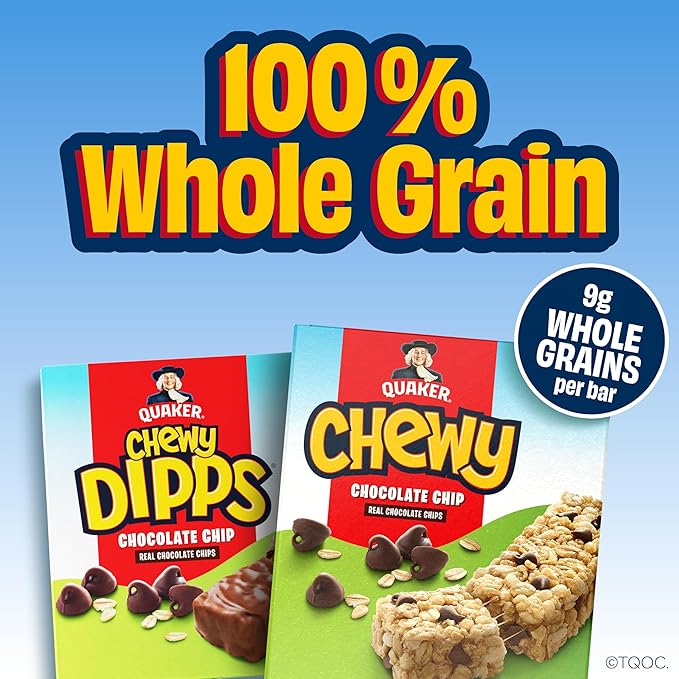 Quaker Chewy Granola Bars, Chewy & Dipps Variety Pack, (58 Bars), Whole Grains, No Artificial Flavors, No Added Colors