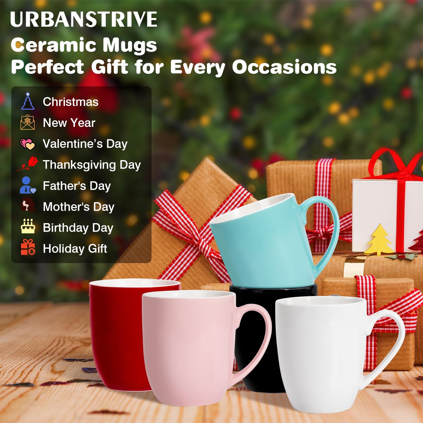 Urbanstrive 16 oz Large Coffee Mugs Set of 4 Ceramic Coffee Mug White Coffee Cups Tea Cups Idea