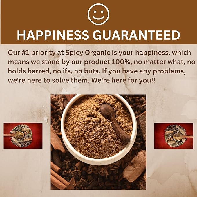 SPICY ORGANIC Garam Masala 8oz - Indian Spice Blend with Cardamom, Cinnamon & Cloves - All Natural, Non-GMO, Kosher, Vegan - Perfect Organic Seasoning for Biryani, Chaat, Tandoori Chicken Tikka