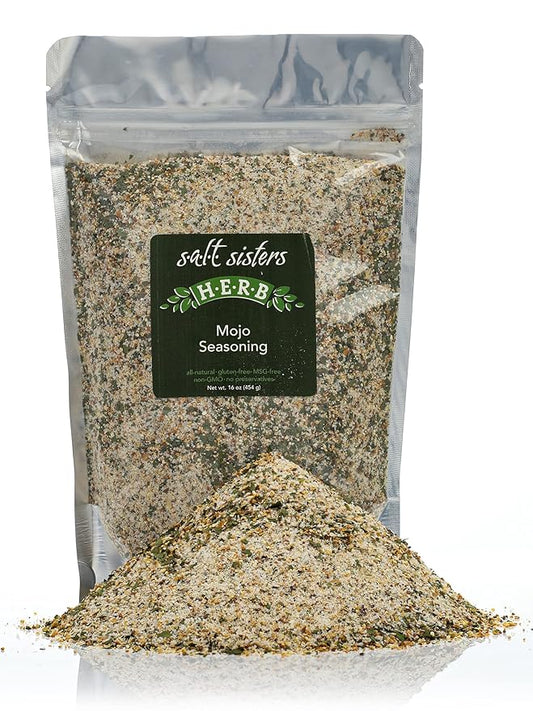 s.a.l.t. sisters Mojo Seasoning | All-Natural, Gluten Free, MSG Free, Non-GMO | Dried Citrus, Herbs & Salt Seasoning | Versatile Use for Meat, Fish, Vegetables, and More | 1lb